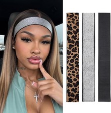Wig Band for Lace Front, 3 Pcs Non-Slip Adjustable Elastic Lace Bands for Wigs,