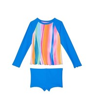 Hobie Girls' Long Sleeve Bikini Top  Boyshort Rashguard Set Size 10 L23605