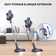 PrettyCare W200-Gray Cordless Stick Vacuum Cleaner Lightweight with Powerful