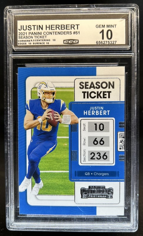 2021 Panini Contenders Justin Herbert Season Ticket #51 Chargers CCG 10
