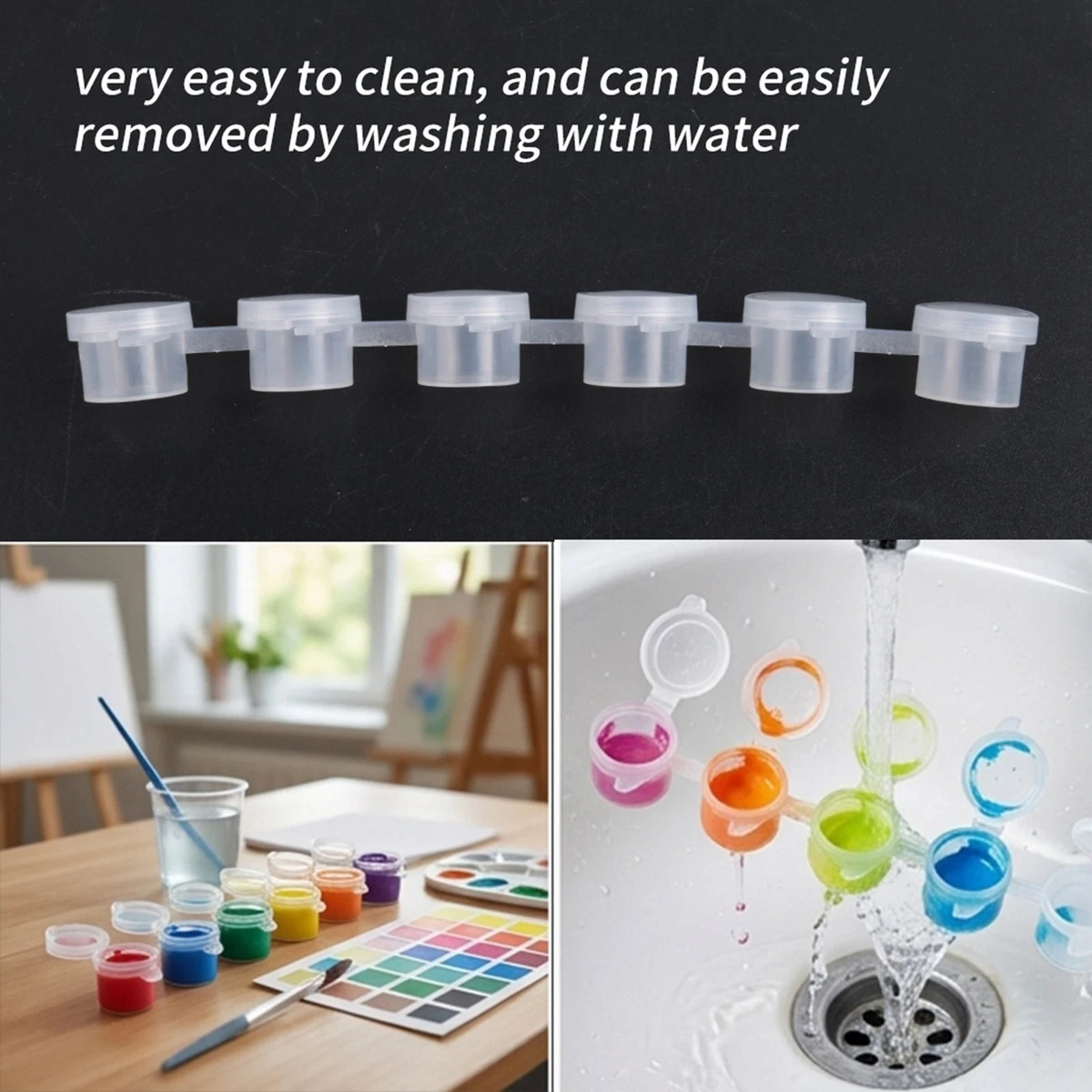 120pcs Paint Containers with Lids, 40 Strips Paint Containers Acrylic Paint3407