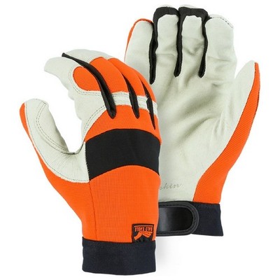 Pair of Extra Large Bald Eagle Hi-Visibility Pigskin Mechanics Gloves 2152HV X