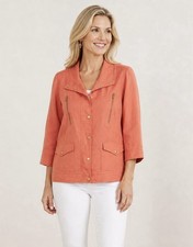 Chico  s Womens 100 Linen Jacket Size 1 Medium 8 Lightweight Summer Chic