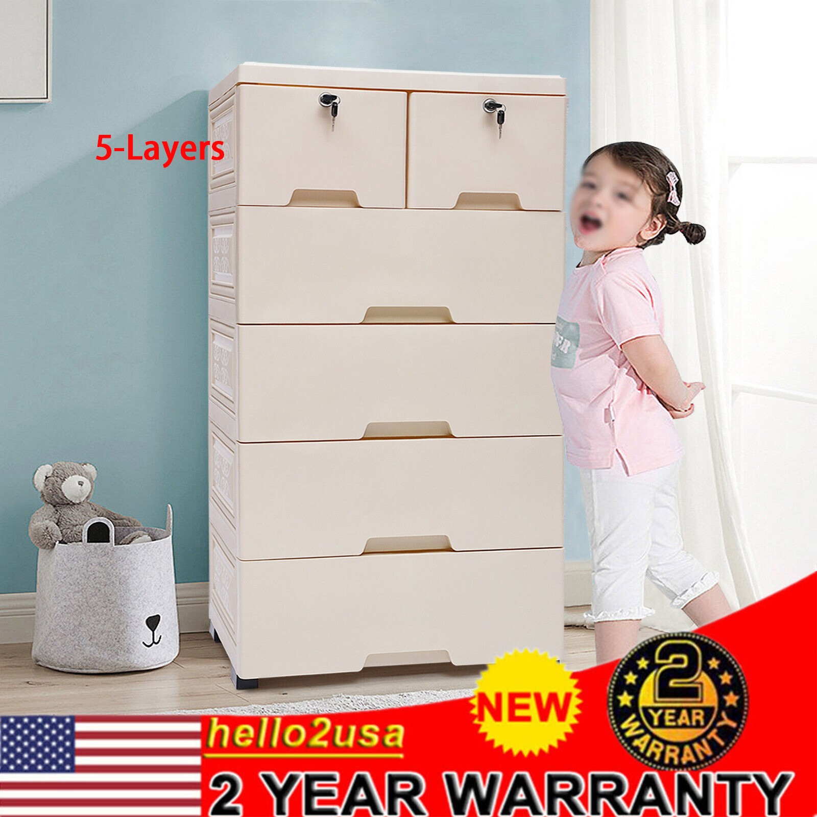 Tall 6-Drawer Wood Dresser for Bedroom Storage and Closet Organization-image