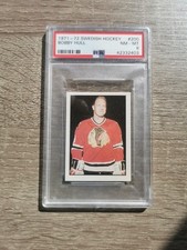 1971 72 BOBBY HULL SWEDISH HOCKEY STAMP PSA 8 CHICAGO BLACKHAWKS WINNIPEG JETS