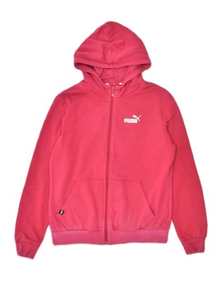 Puma Damen Zip Hoodie Pullover UK 14 Medium Rot Baumwolle DL09