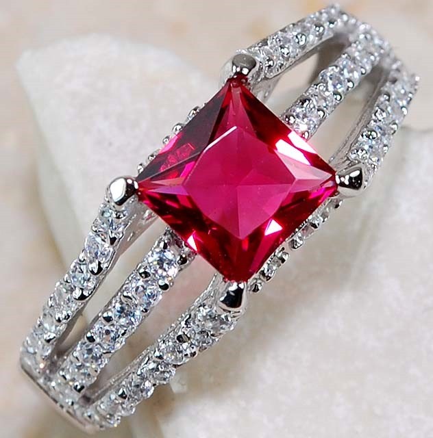 2CT Heat Treated Rubellite Tourmaline 925 Solid Sterling Silver Ring Sz 7 U4-5