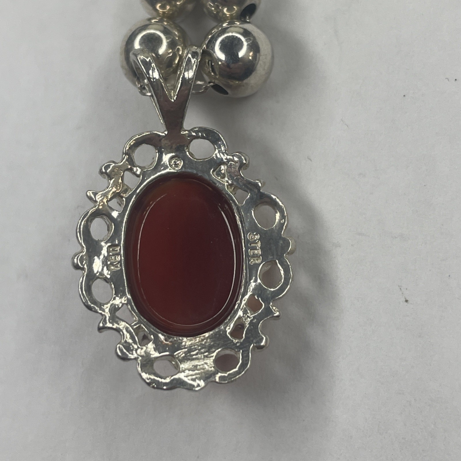 Solid Sterling 21” Figaro Artisan Made Carnelian … - image 3