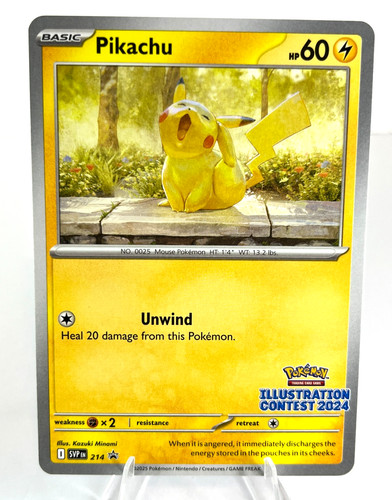 Pikachu #214 Black Star Promo - Illustration Contest 2024 - Pokemon - NM