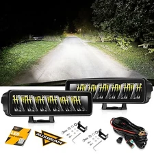 AUXBEAM 6.3" Led Work Light Bar Driving Light Pods Wiring Harness Offraod ATV 7"