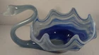 Vintage Murano Style Glass Swan Dish Figure Blown Glass Bowl Large Blue