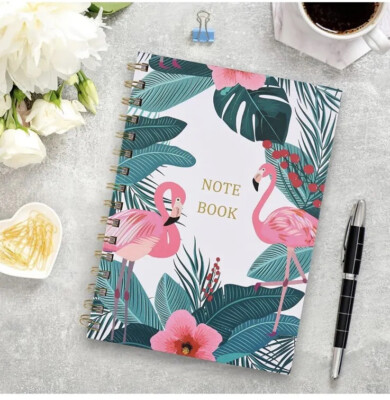Notebook Journal Notes Planner Flamingos Leaves Budget College Ruled Floral