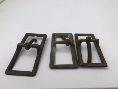 Lot Of 3x Vintage Brass Belt Buckles - Picture 1 of 10