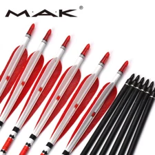 12X 31'' Archery Carbon Arrows SP500 7.6mm Turkey Feather F Bow Hunting Practice