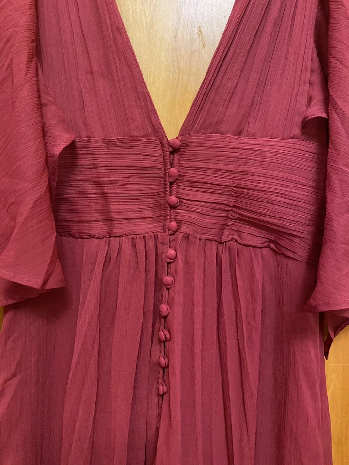 Maxi Vestido Para Mujer Vino Borgoña Talla 10 Noche Boda Dama Halter ASOS Foto 3 de 4