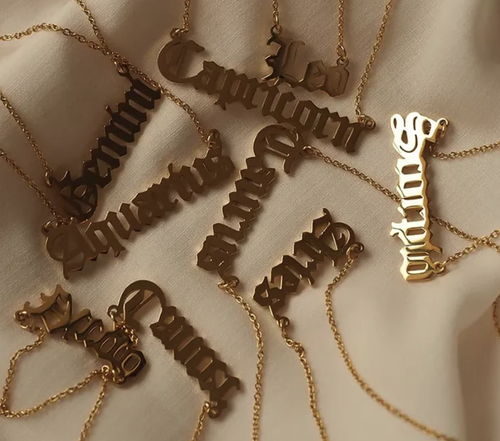 Gold Zodiac Necklace -Pisces,Capricorn 