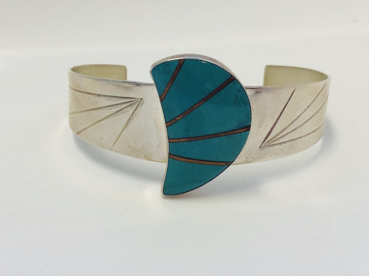 Jay King Desert Rose Trading 925 Sterling Silver Turquoise Inlay Cuff  Bracelet - Main Image