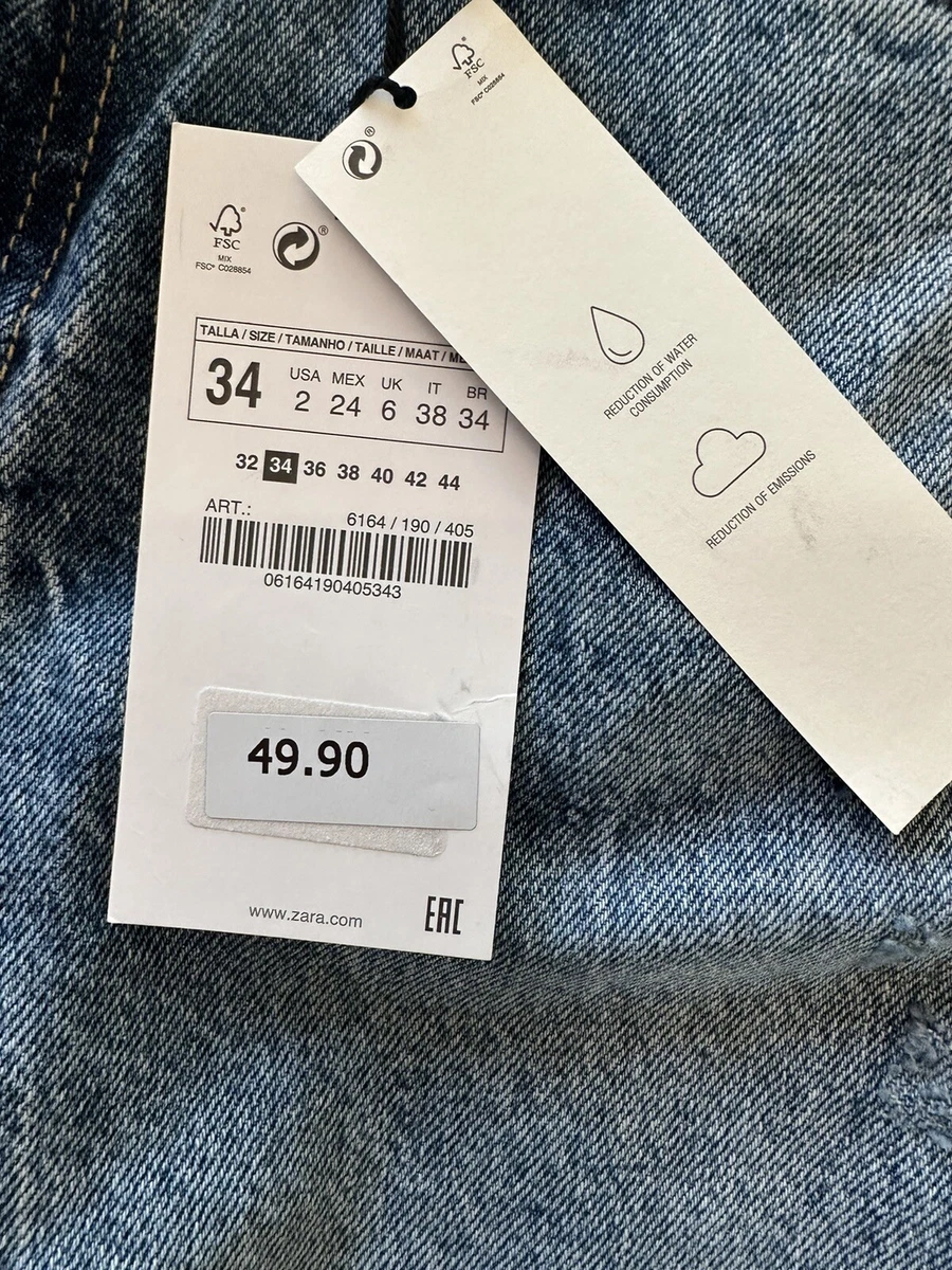 Zara straight leg jeans with distressing Size 34/U.S. 2 New with