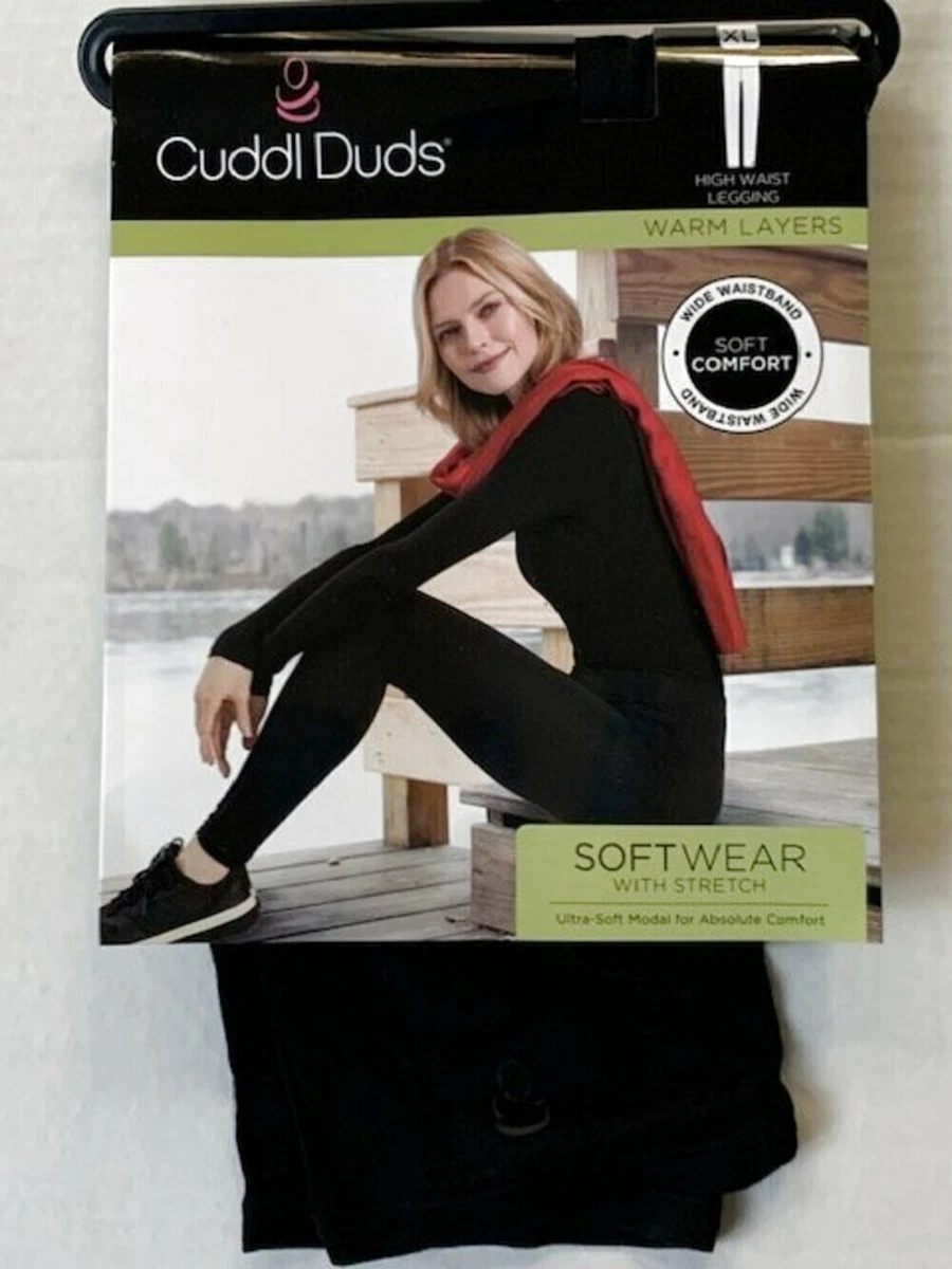 NEW Cuddl Duds Softwear Women's XL High Waist Wide Waistband Black