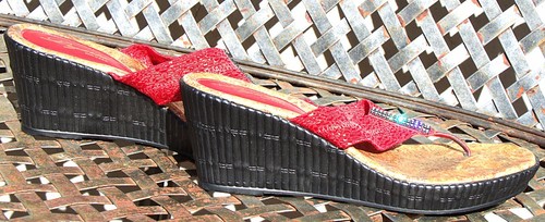 Dezario Red Wedge Sandals With Rhinestone Detail Italian Women’s 8.5 - Bild 5 von 8