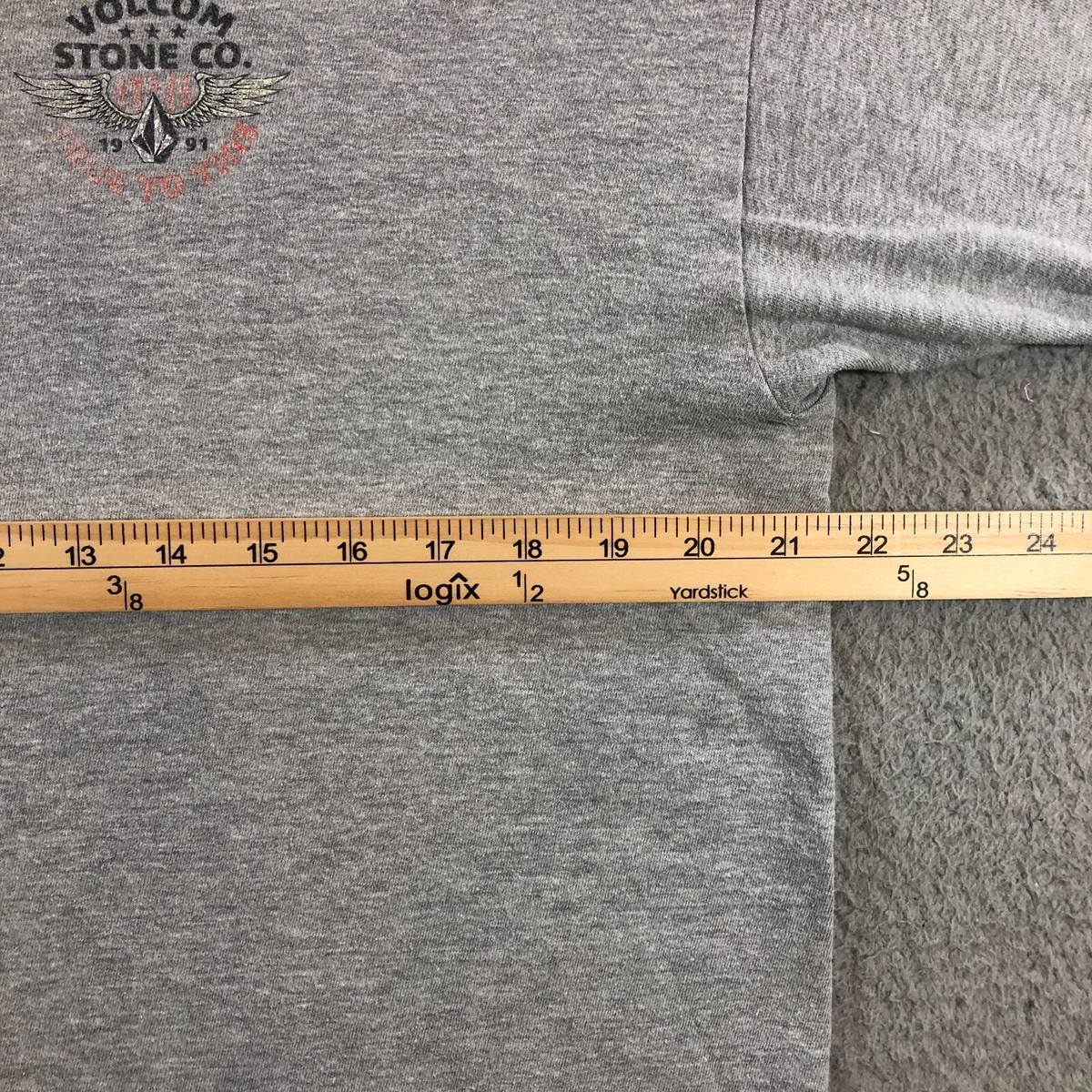 volcom stone t shirt mens L gray graphic print surf skate View 3