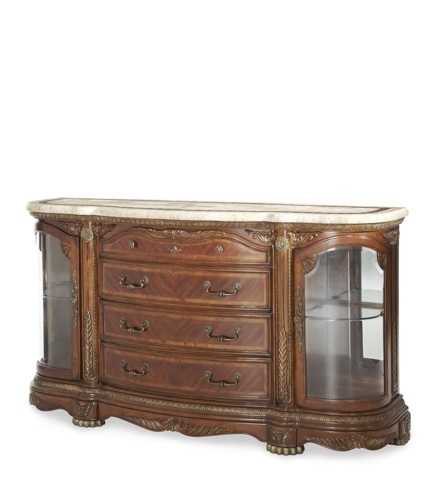AICO by Michael Amini Cortina sideboard with marble top | eBay