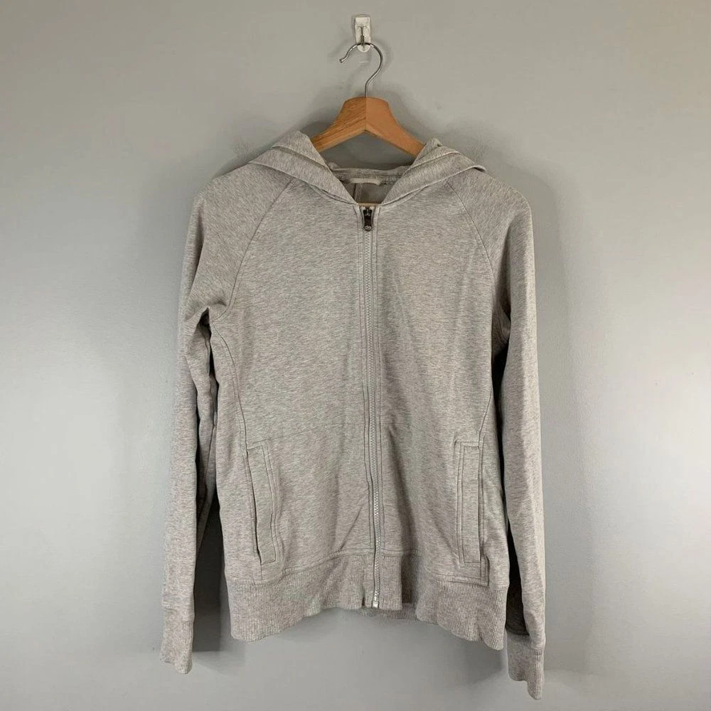 Lululemon Womens Split Hoodie Size 6 Heathered Light Grey Pockets