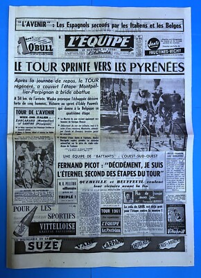 RADSPORT L'EQUIPE TOUR DE FRANCE 1961 L'ETAPE MONTPELLIER PERPIGNAN ANQUETIL