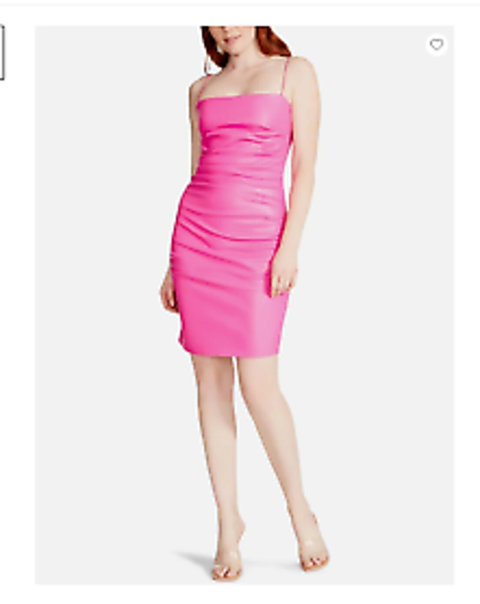 Strap Hot Dress Women's Stylish Party Lambskin Leather Soft Pink  Fashionable Fit