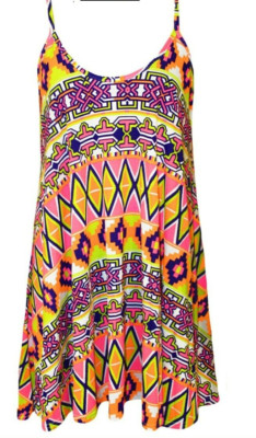 Brand New Vibrant Aztec Print STRETCHY Swing Cami Vest Top PLUS Size 16-18