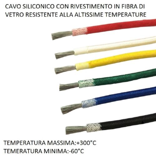 Cavo filo elettrico siliconico unipolare silicone alte temperature fibra vetro 