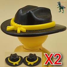 X2 Playmobil chapeau noir-boucle jaune-stetson-soldat sudiste-confédéré