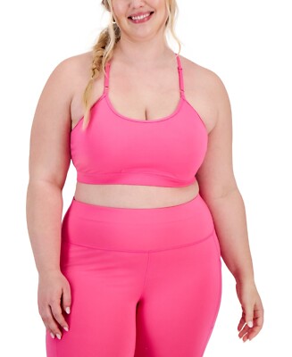 NWT NWT Ideology Womens Low Impact Printed Sports Bra Pink Plus Size 2X $40 A509