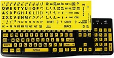 Large letters keyboard sticker English UK yellow