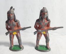 BARCLAY MANOIL VINTAGE 1930s LEAD TOY INDIAN BRAVES NATIVES LARGE 3" DAMAGE B2