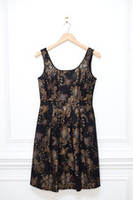 Peruvian Connection Josephine Dark Floral Dress A-Line Pockets Sz 6 Boho Glam