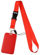 Lanyard ID Holder Red Lanyard for Keys ID Badges Keychain Vertical Name Badge...