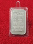 1 TROY OZ 999.0 SILVER INGOT JM JOHNSON MATTHEY SER#A674152        #T1857
