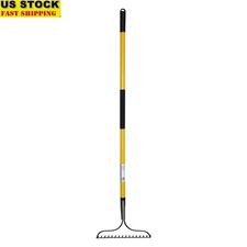 16 Tine Bow Rake Fiberglass Handle Heavy Duty Steel Garden Durable Tool Tines US