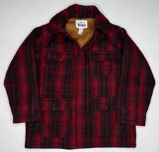 Vintage Woolrich Plaid Wool Mackinaw Cruiser Hunting Jacket Made In USA 42