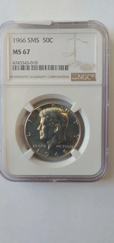 1966 SMS Kennedy Silver Half Dollar certified MS 67 by NGC!