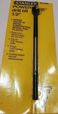 #ad 04 008 STANLEY 1 2quot; POWERBORE WOOD DRILL BIT quot;1986 VINTAGE quot; USA 🇺🇸 $44.56
