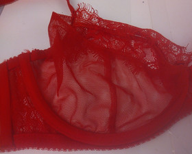L'Agent By Agent Provocateur Red Ultra Sheer Seductive Underwired Bra Size 34 DD