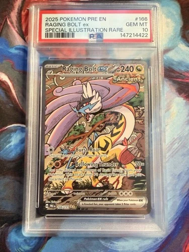 2025 POKEMON PRE EN-PRISMATIC EVOLUTIONS #166 RAGING BOLT EX PSA 10