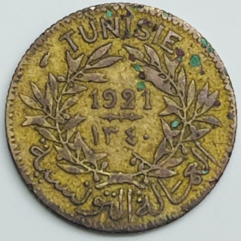 AH1340-1921 Tunesia Franc KM# 247 Circulated Condition