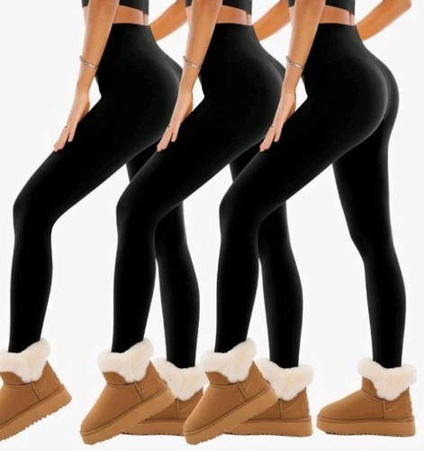 SINOPHANT Fleece Lined Leggings for Women Soft (3Black Fleece Lined L-XL) UK