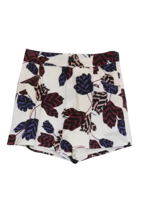 Marc by Marc Jacobs Talla 2 Satinado Marfil Granate Azul Negro Hoja Pantalones Cortos Forrados Foto 2 de 4