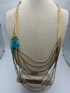 Authentic Vintage Native American Gold Plated Multistrand Layered Necklace 24”