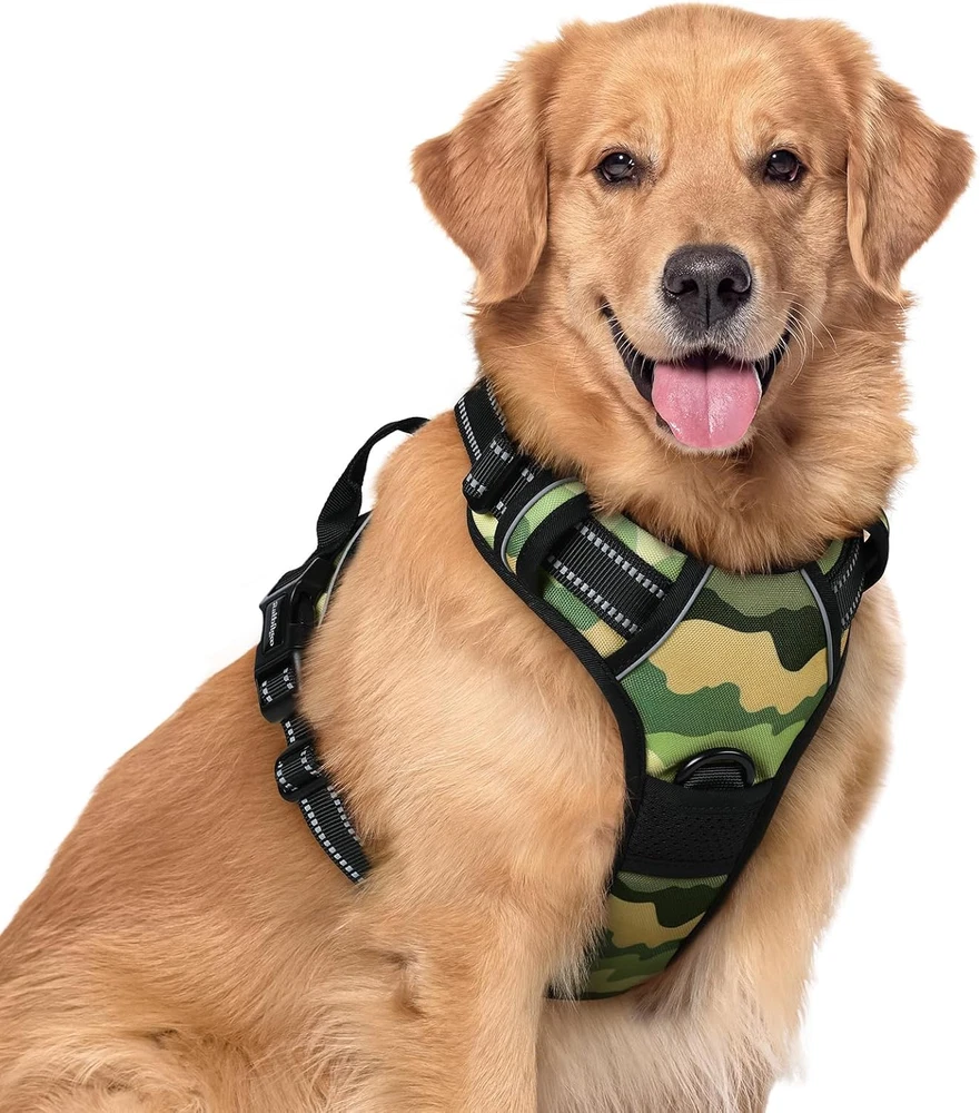 Dog Harness No Pull with 2 Leash Clips, Adjustable Soft Padded, Reflective Oxfor