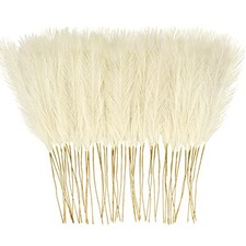 50PCS Faux Pampas Grass, 21.6" Short Artificial Pompous Grass 50 PCS Beige